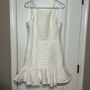 Mini dress with ruffle hem off white